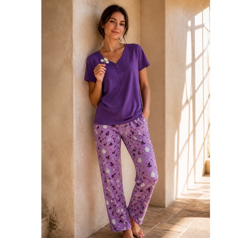 Jaclyn size Small Halloween 3-Piece Pajama Set Womens Purple NWT
